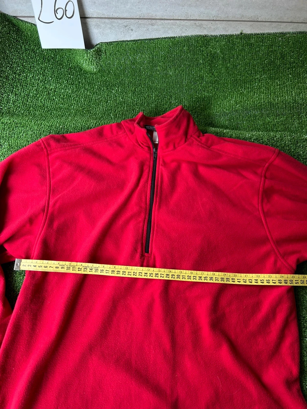 Red fleece pullover with quarter zip and half zip, Polartec, size L – photo 11
